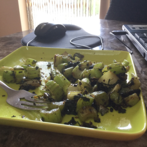 Cilantro Recipe Celery Stir Fry on Green Plate